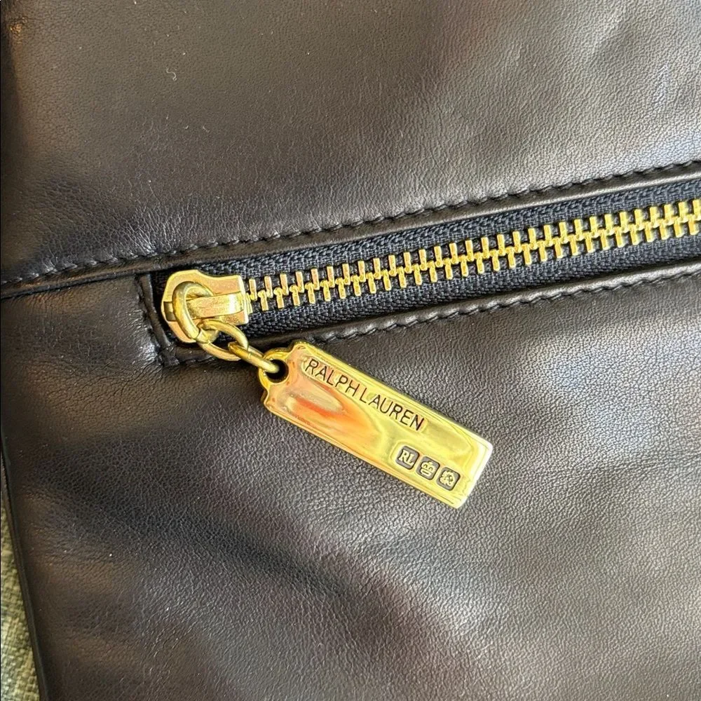 RALPH LAUREN Vintage Leather Black Bucket Shoulder Bag Black w/ Gold Accents NWT - Picture 4 of 12